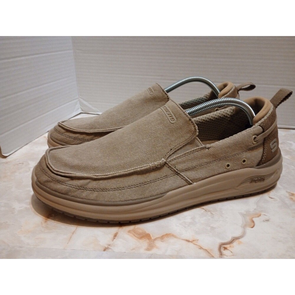 Skechers Arch Fit Melo Port Bow Shoes Taupe Mens Size 11.5 - Picture 4 of 6